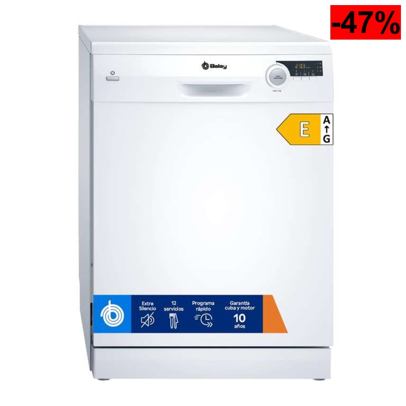 Balay - Lavavajillas de libre instalación, 60 cm, 12 servicios, Auto Diario, Pausa+Carga, ExtraSilencio