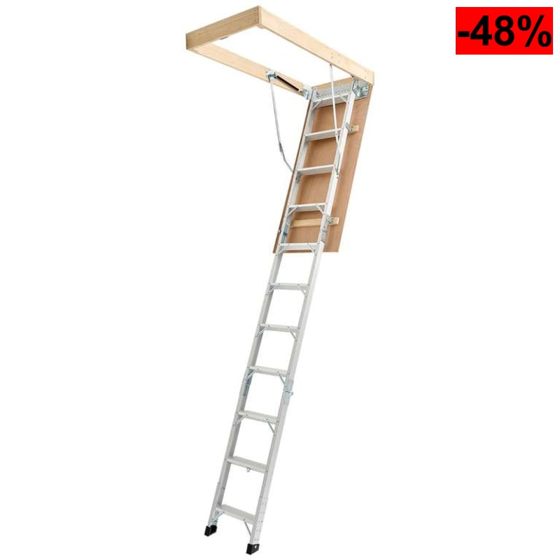 Escalera de Ático, Capacidad de 170kg, Altura Ajustable de 3 a 3,13m, Plegable