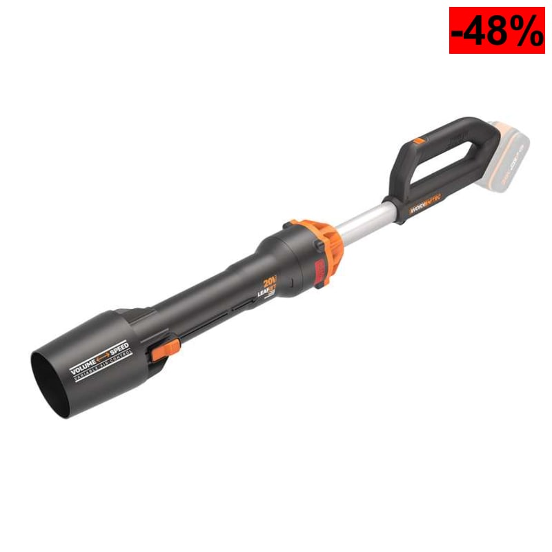 WORX WG543E.9 Soplador de Hojas 20V Nitro, superligero 1,7Kg, Motor brushless, 209Km/h, sin batería ni Cargador