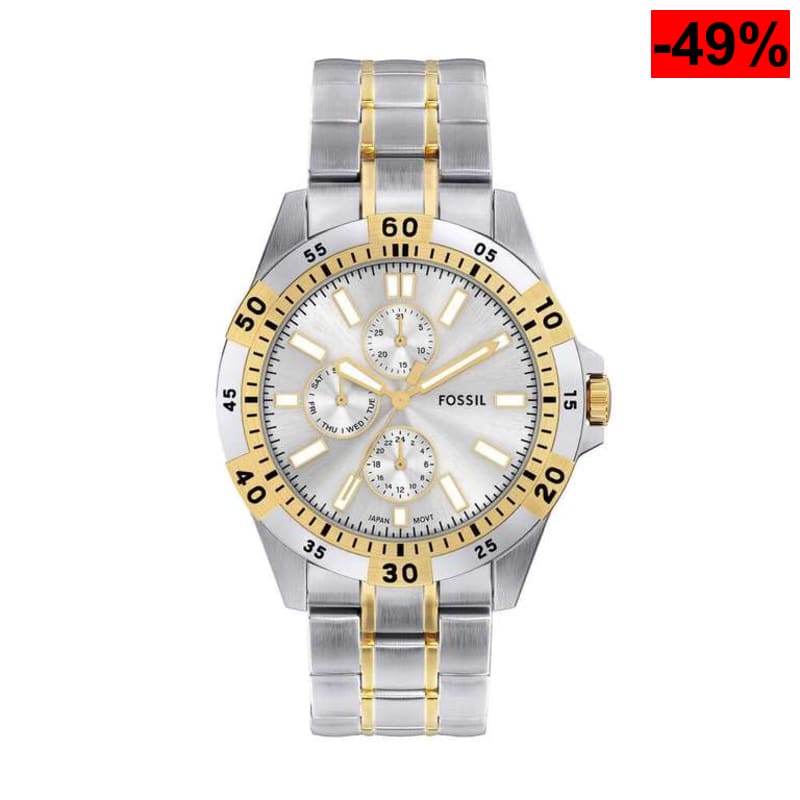 Fossil Garrett Reloj Hombre, Movimiento Multifunción de Cuarzo con Correa de Acero Inoxidable o Cuero