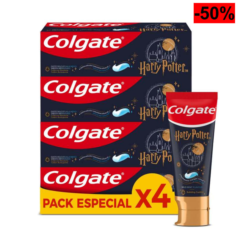 Colgate Pasta de Dientes Infantil Harry Potter Caldero Burbujeante 6+ años (Pack 4 x 50 ml)
