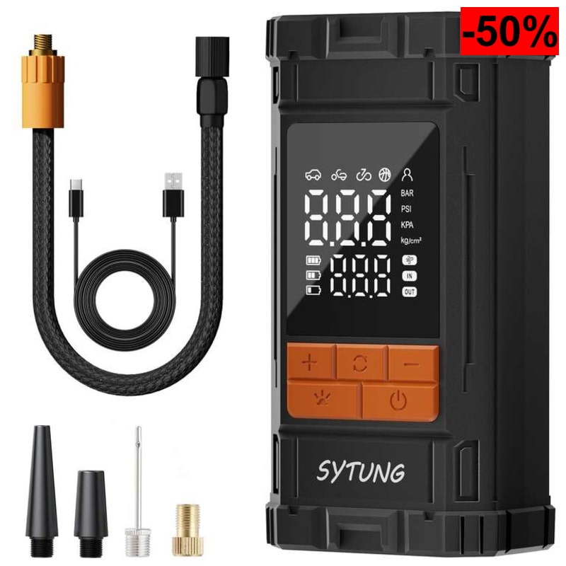 Compresor Aire Portatil inalámbrico 150PSI para neumáticos recargable