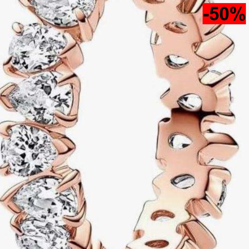 Pandora Timeless Anillo de eternidad chapado en oro rosa con circonitas