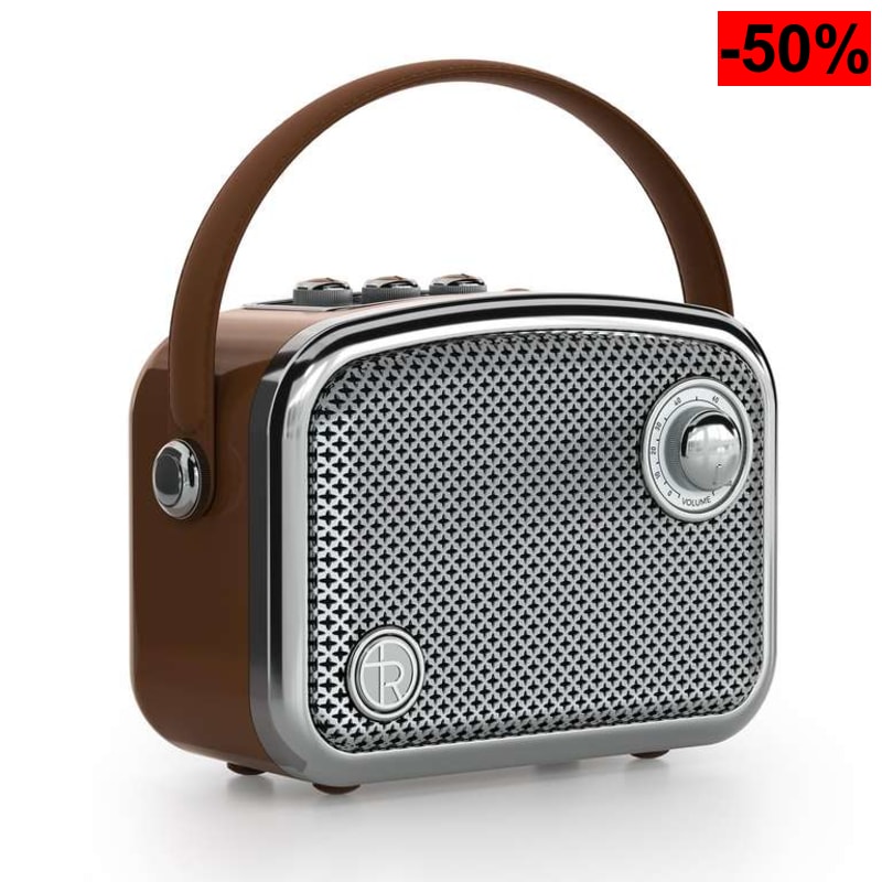 Altavoz Bluetooth Vintage TOMPROAD – Diseño Retro, Compacto y Marrón