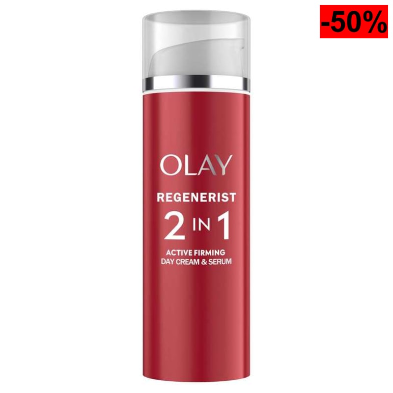 Olay Regenerist Crema Facial de Día y Sérum. Hidratante 2 en 1 Antiarrugas y Reafirmante con Niacinamida Antienvejecimiento y Péptidos.