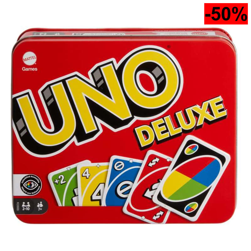 Mattel Games UNO Deluxe, Juego de Cartas, 7+ años, 2-10