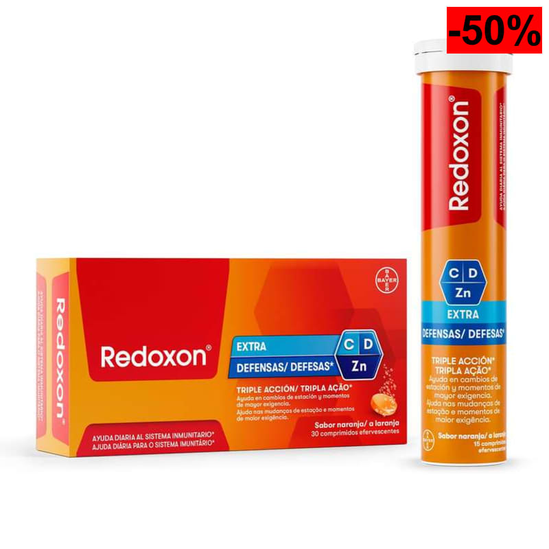 REDOXON Vitamina C Efervescente - Extra Defensas 30 Comprimidos - Sabor Naranja - Complemento Alimenticio con Vitamina D y Zinc