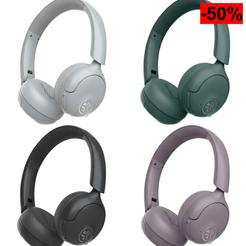 JLab Go Lux ANC Auriculares Bluetooth - Cancelación Ruido, Cancelación Activa de Ruido, Micrófono, 70h+