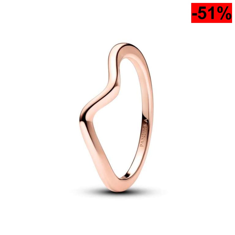 PANDORA Timeless Anillo con diseño de onda chapado en oro rosa
