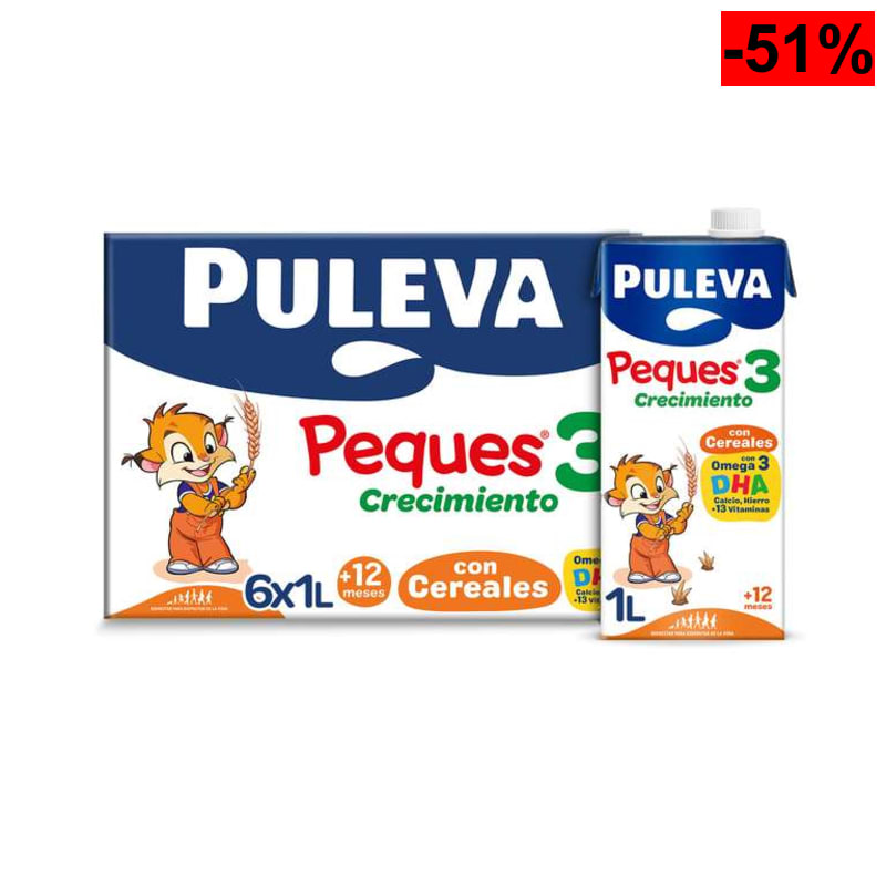 Puleva crecimiento peques 3 con cereales (pack 6)s