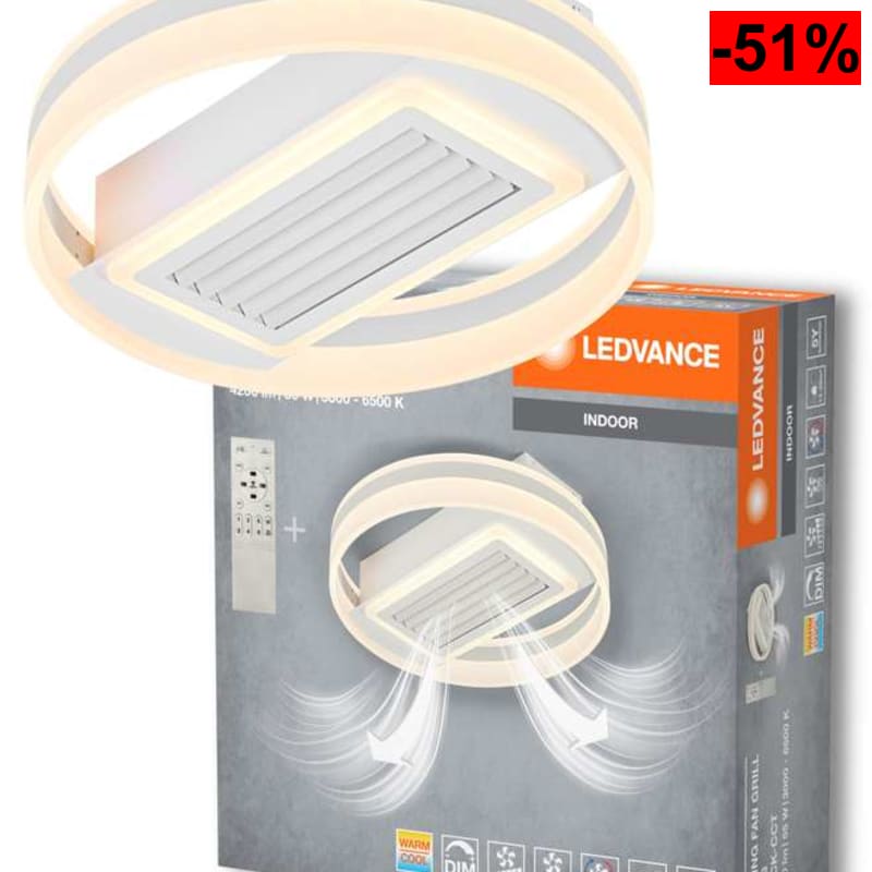 LEDVANCE Plafón/ventilador en forma de anillo; 55W