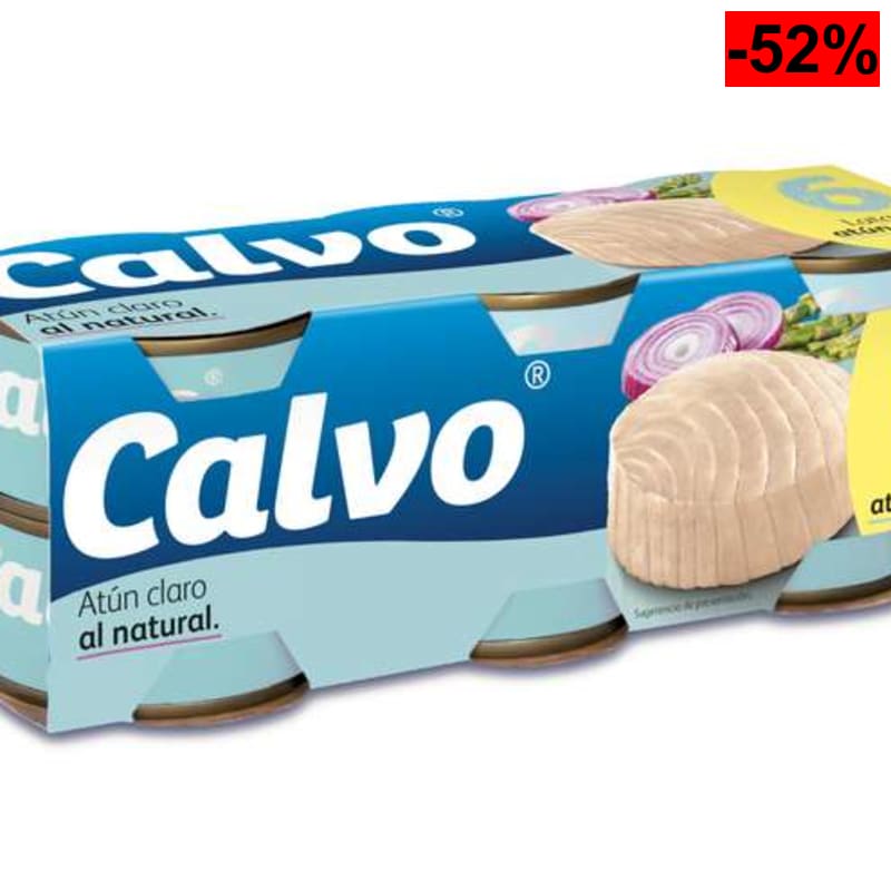 Calvo Atún claro al Natural Pack 6 unidades x 56gr