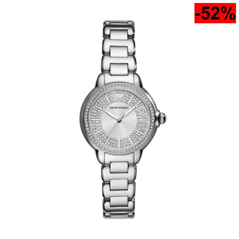 Emporio Armani Reloj para Mujer, Movimiento de Cuarzo trifuncional y Caja de 32 mm con Correa de Acero, Piel o Silicona