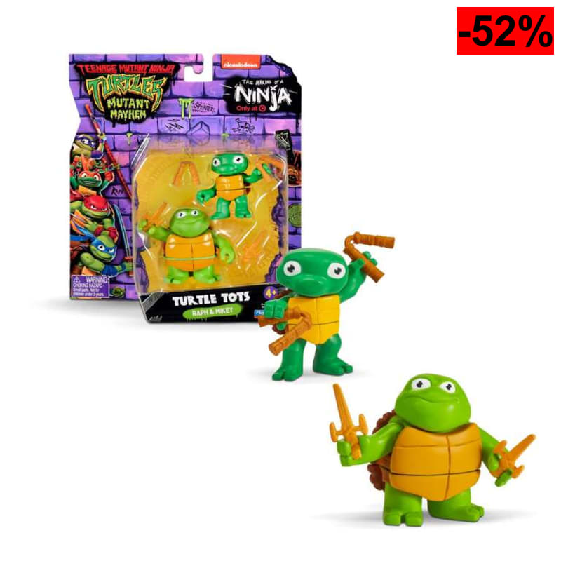 (Reaco - Como nuevo) Tortugas Ninja - Figuras básicas de Raphael y Michelangelo en su Etapa de bebé para coleccionar
