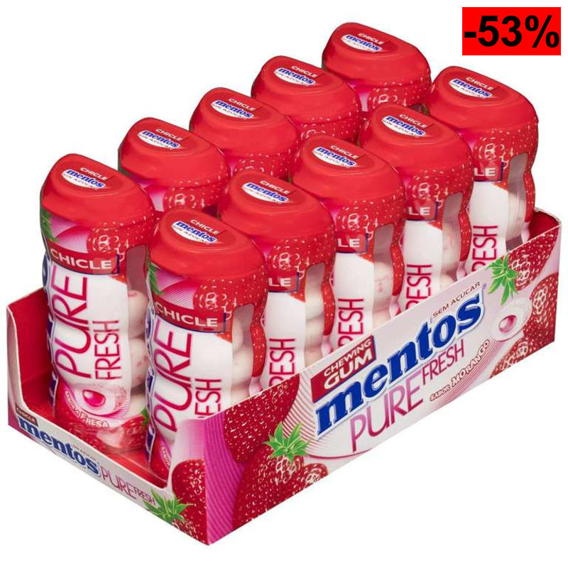 Mentos Pocket Chicle Fresa Sin Azúcar (10 unidades x 30 g)