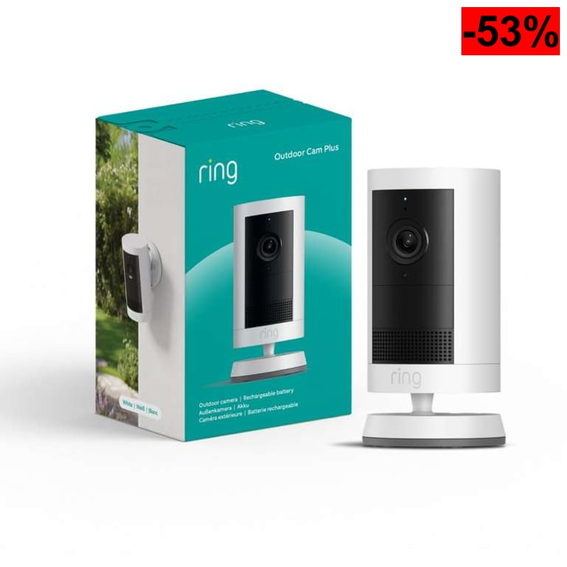 Ring | Cámara exterior Plus con batería (Outdoor Camera Plus última generación) | Vídeo 2K de gran angular | Cámara inalámbrica exterior