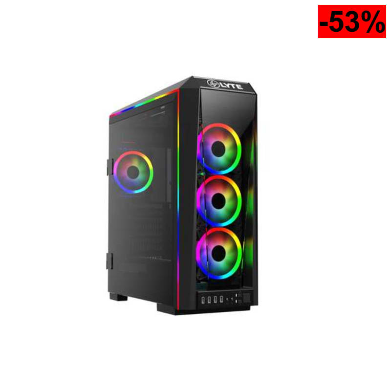 GAMDIAS E-ATX Torre PC 3 Ventiladores ARGB Panel Lateral de Vidrio Templado