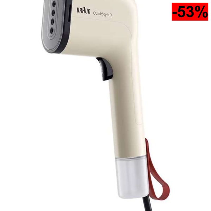 Braun QuickStyle 3 (GS3024BL) (Plancha vertical compacta, calentamiento en 30s, 2 depósitos extraíbles, funda térmica)