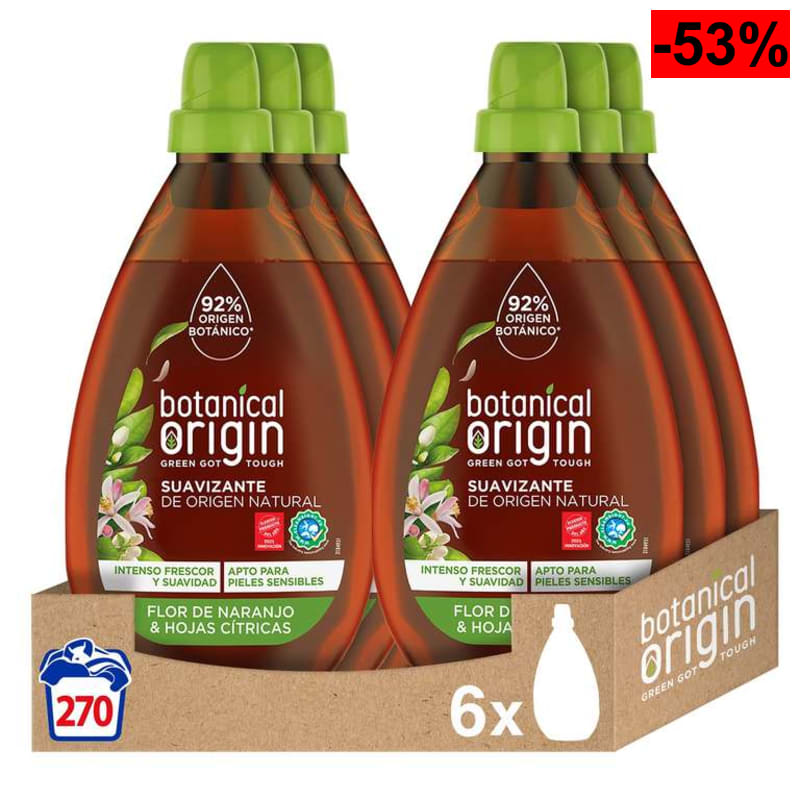 Botanical Origins Suavizante para Ropa Ecológico Apto para Pieles Sensibles, aroma Flor de naranjo y hojas cítricas - 270 Lavados