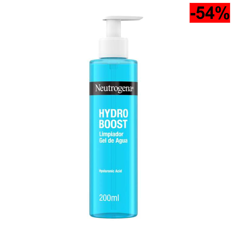 Neutrogena Hydro Boost Limpiador Facial Gel de Agua, 200 ml Con Ácido Hialurónico y Glicerina, Hidratante, No Comedogénico