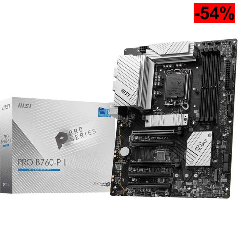 MSI PRO B760-P II – Placa Base ATX B760, LGA1700, DDR5, 2.5G LAN, 2× M.2 PCIe 4.0 [Reaco - Como Nueva; Embalaje Dañado]