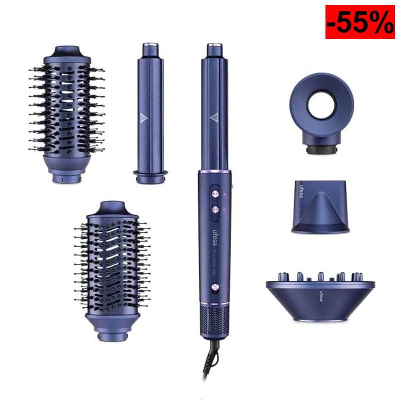 Ufesa Moldeador de Cabello Pro Glam Silk 6 en 1 con Motor Digital Brushless