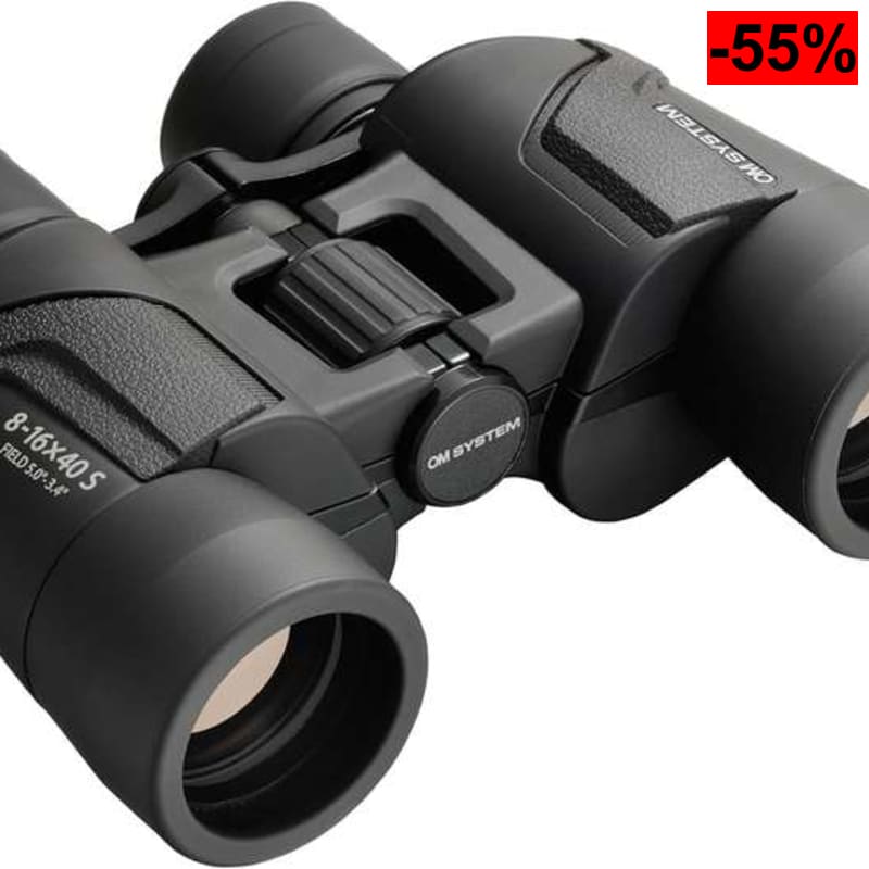 OM SYSTEM 8-16x40 S Prismáticos Zoom, Binoculares con Óptica BaK-7