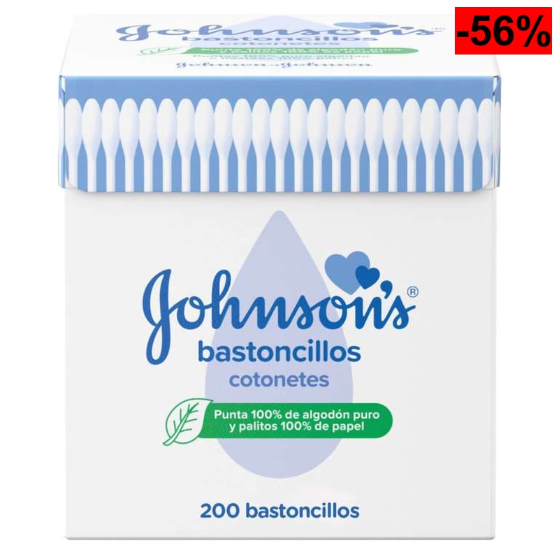 200 unidades Johnson's Baby bastoncillos para bebés, niños y adultos, bastoncillos para los oídos 100% de algodón puro