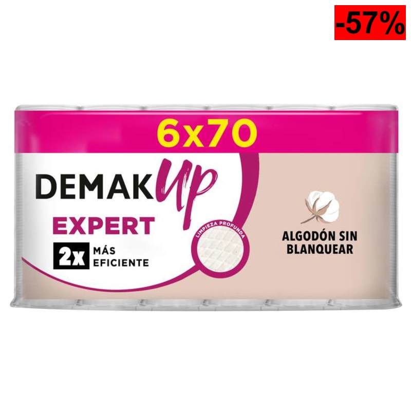 Demak'Up Discos Desmaquillantes Expert Round 6x70 Unidades - Sin Blanquear, Textura Nido de Abeja, Bolsa de 420 uds