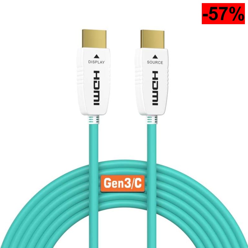 Cable HDMI 2.1 de Fibra Óptica 8K 30M, Ultra Alta Velocidad 48Gbps, Soporta 8K@60Hz, 4K@120Hz, HDR Dinámico, eARC, HDCP 2.2
