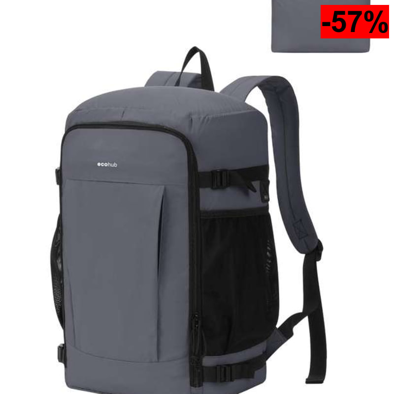 ECOHUB Mochila Cabina 40x30x20 2En1 Plegable Resistente con Bolsa Integrada