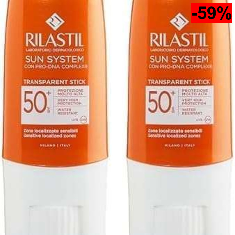 Rilastil Stick Fotoprotector Transparente SPF 50+ | Resistente al Agua | Sin Perfume | Pack de 2