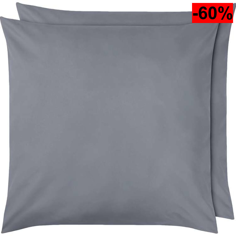 Amazon Basics - Funda de Almohada de Microfibra, 2 Unidades, 80 x 80 cm - Gris Oscuro