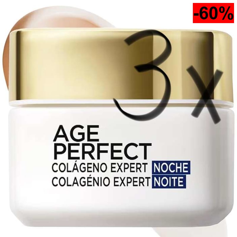 3 x L'Oreal Paris Dermo Expertise Age Perfect Crema de Noche, Pieles Maduras, 50 ml