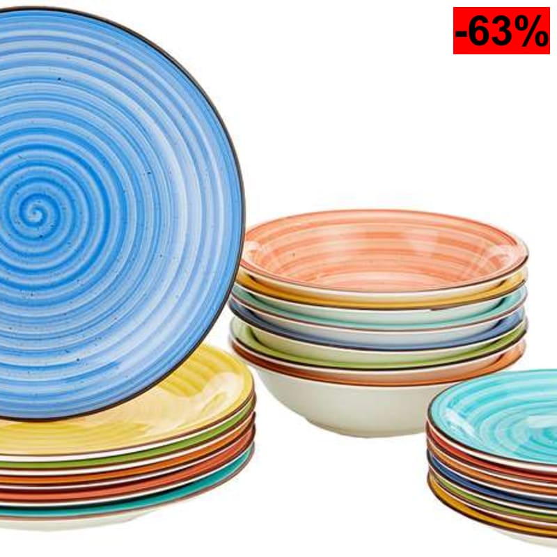 Tognana Art & Pepper Stoneware - Vajilla de 18 piezas, multicolor