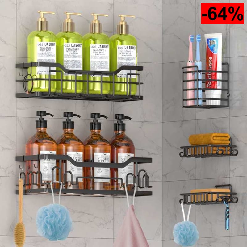 5 Estantes de Ducha de Acero Inoxidable sin Taladrar