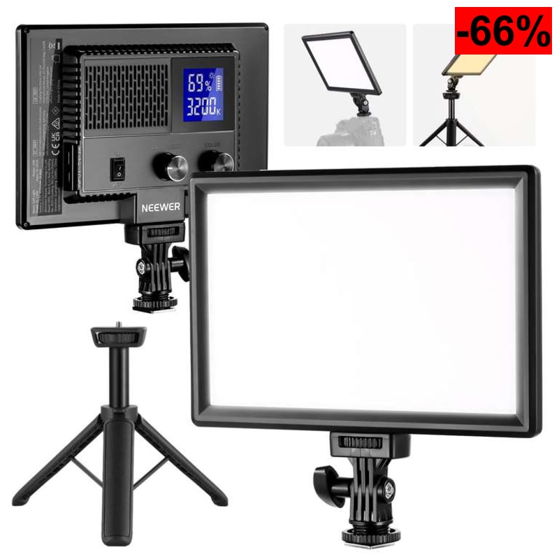 Panel de luz LED de Video de 9 Pulgadas, cámara DSLR Regulable con Mini trípode, batería de 4000mAh (Reaco Como Nuevo)