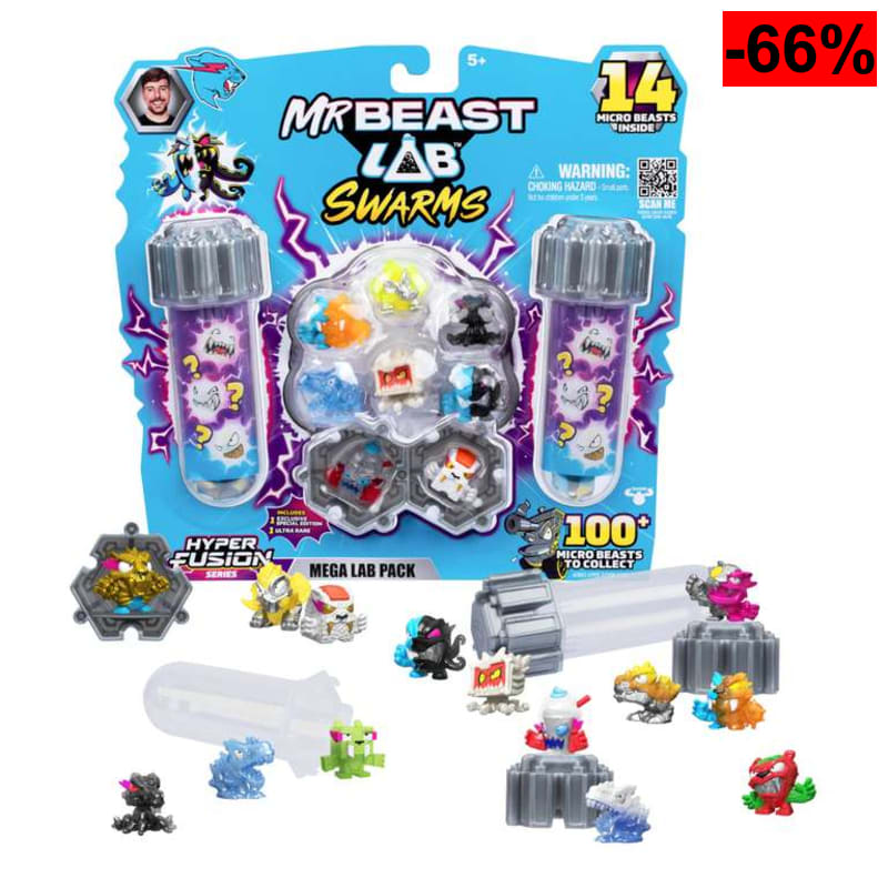 (Reaco - Como nuevo) MrBeast Lab Swarms Serie Hyper Fusion, colecciona +100 enjambres, el megapack de Laboratorio