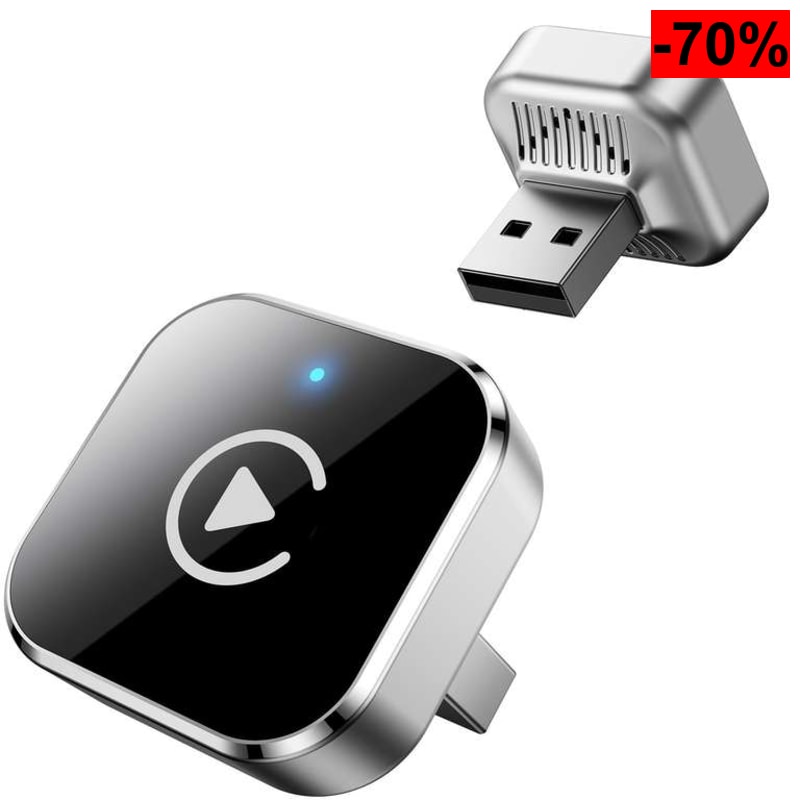 Adaptador CarPlay Inalámbrico - Mini Convertidor USB-A/USB-C Plug & Play, de Cable a Inalámbrico, WiFi 2.4GHz/5GHz, Conexión Automática
