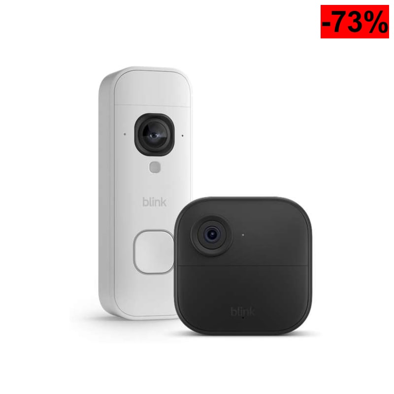Cámara exterior 4 Blink con Videotimbre 2K+ con pilas Blink, módulo de sincronización básico incluido