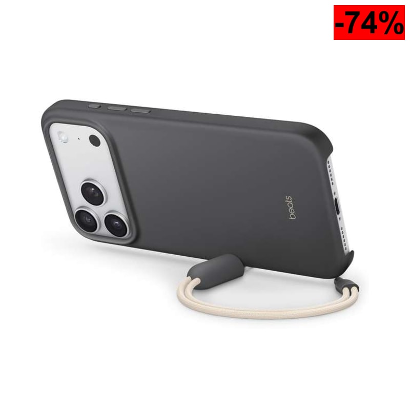 Beats Funda con cordón y Soporte Integrado, MagSafe Acabado Mate e Interior de Microfibra para iPhone 17 Pro MAX – Gris Antracita
