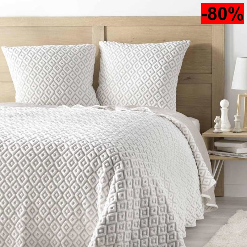 Douceur d'Interior, colchoneta Acolchada (240 x 260 cm) y 2 Fundas de Almohada (60 x 60 cm) Joana, Jersey/Microfibra