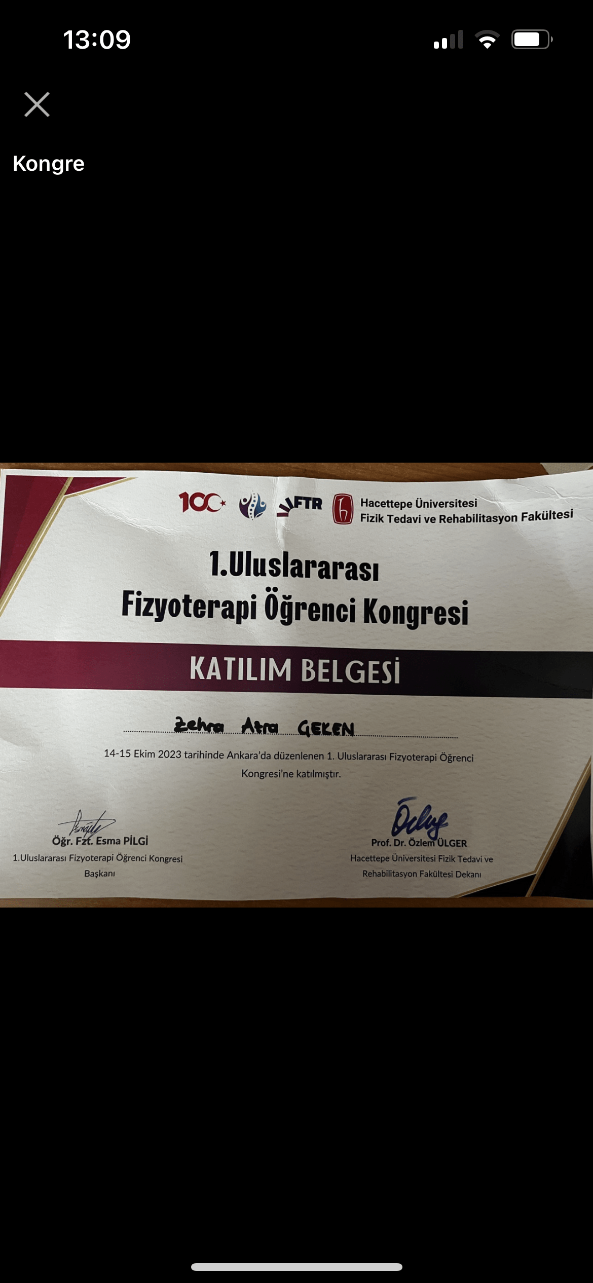 1.Uluslararası Fizyoterapi Kongresi