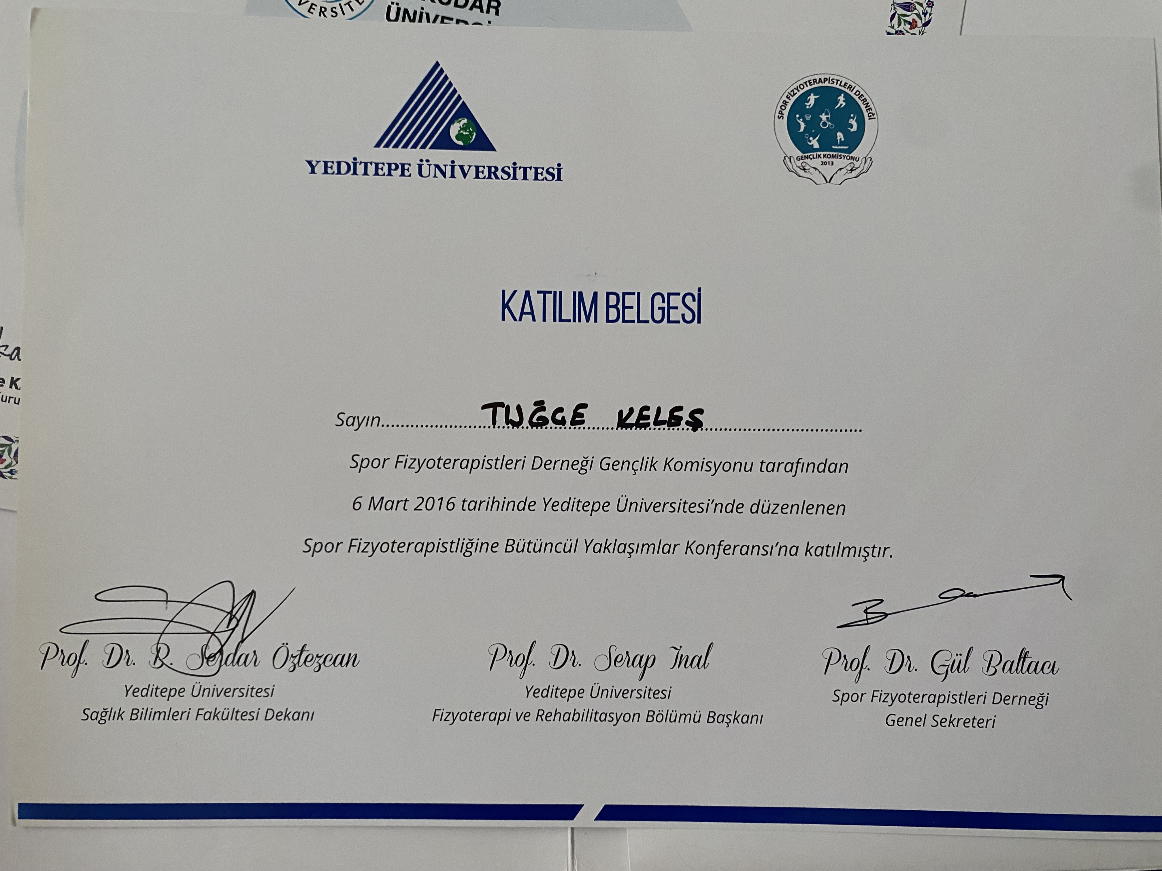 Spor Fizyoterapistliğine Bütüncül Yaklaşımlar Kongresi