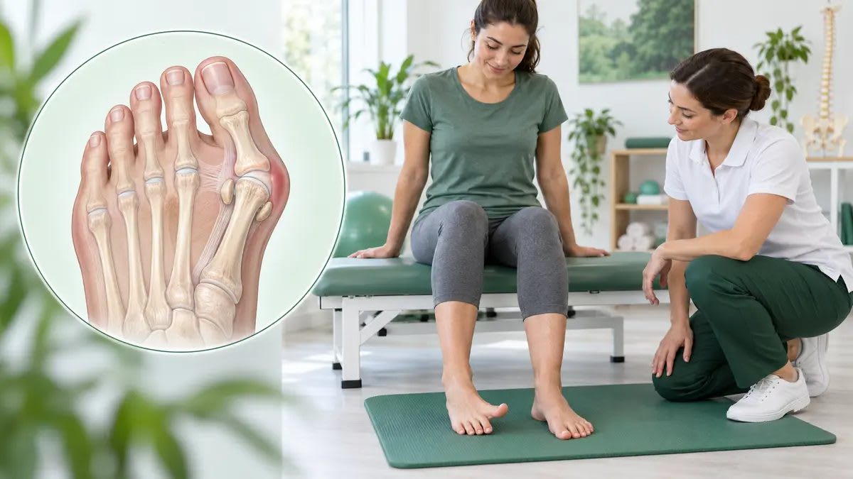 Halluks valgusta ayak başparmağı hareketini değerlendiren fizyoterapist ve birinci tarak kemiği eklem anatomisi