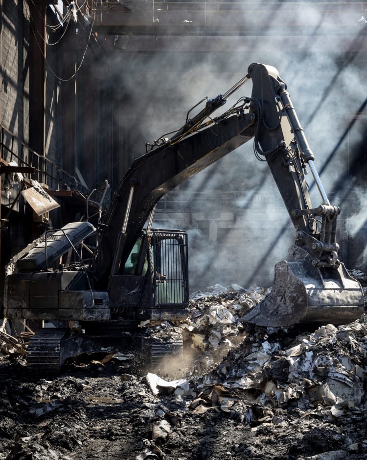 Demolition services and property damage restoration excavator from Polygon.