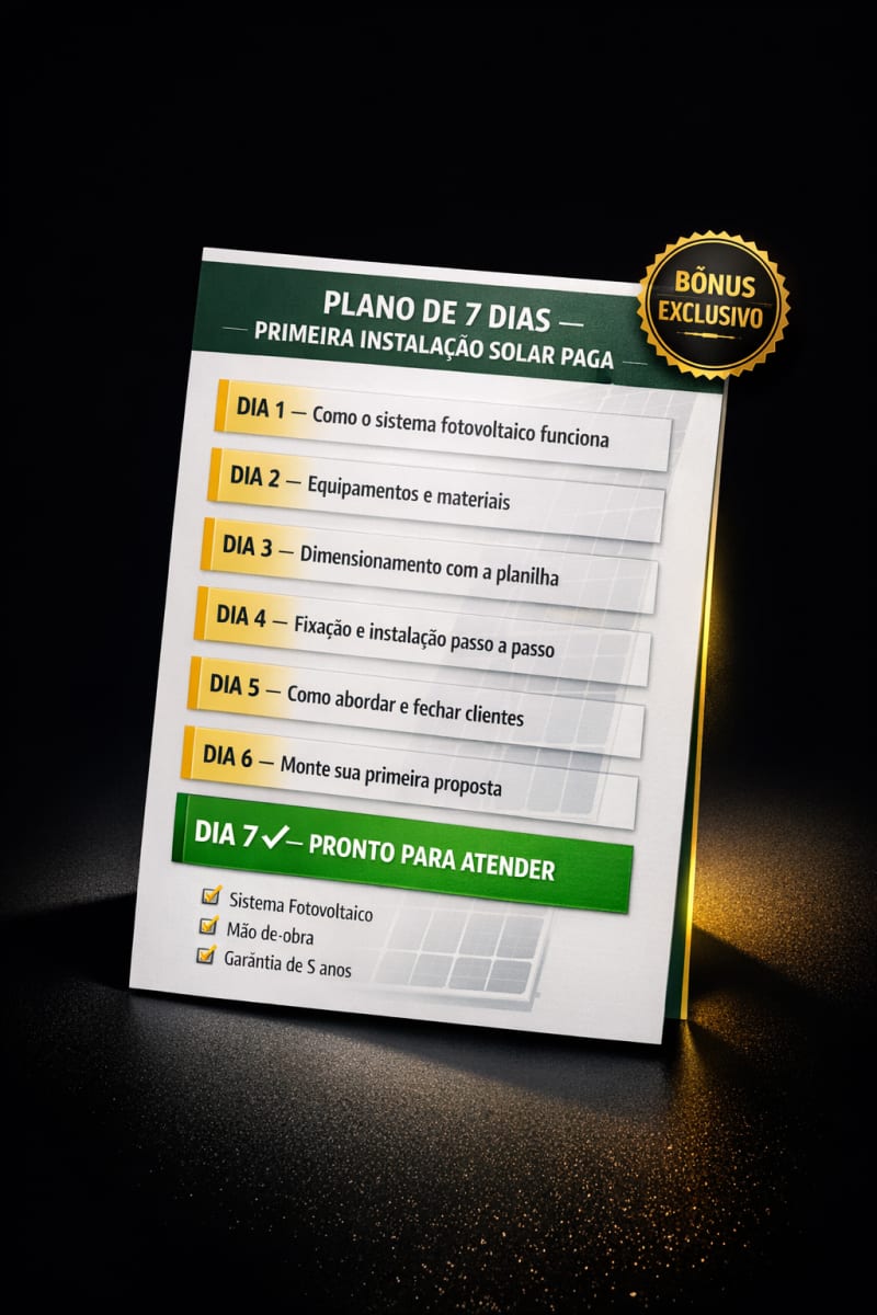 Plano de 7 Dias — Primeira Instalação Solar Paga