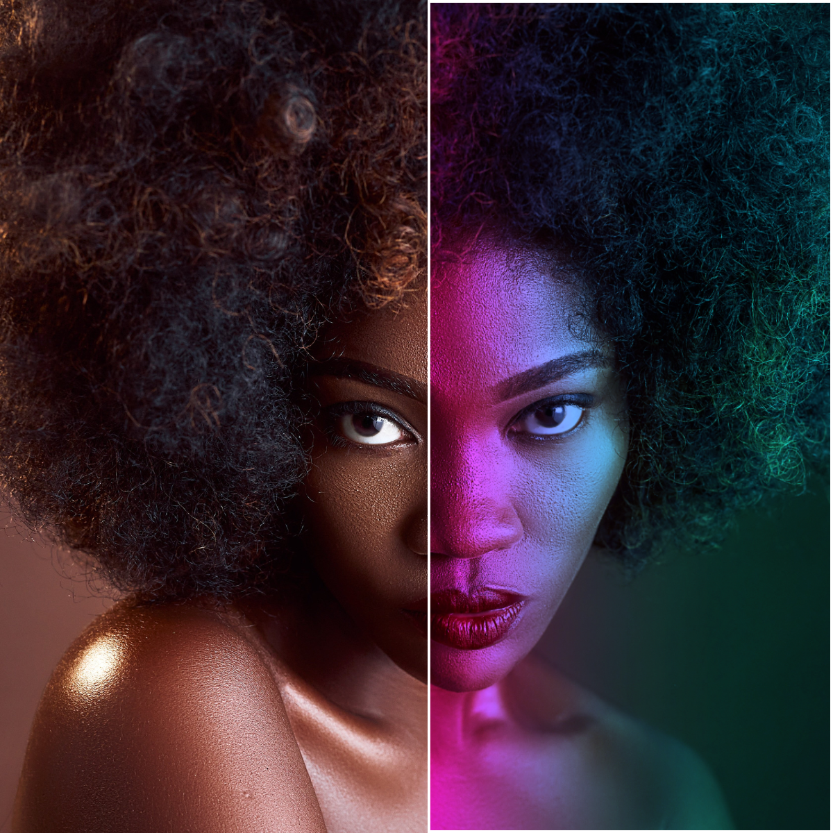 Before and after AI gel color lighting