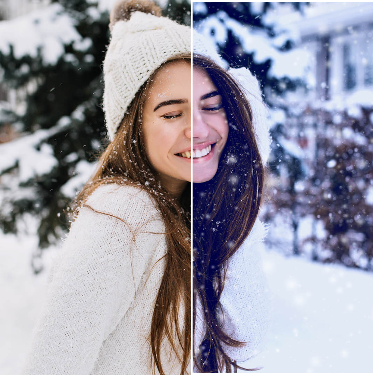 Before and after snow overlay