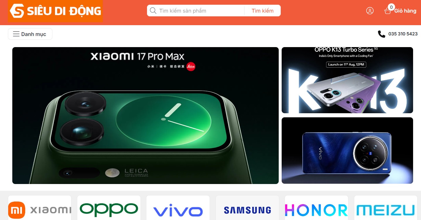 Dự án thiết kế website bán điện thoại Siêu Di Động – Đồng bộ dữ liệu KiotViet với WordPress